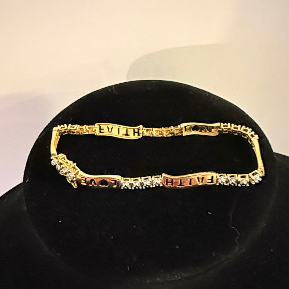 Gold-Tone Love Hope Faith Bracelet with the silver tone design feature - Picture 15 of 15